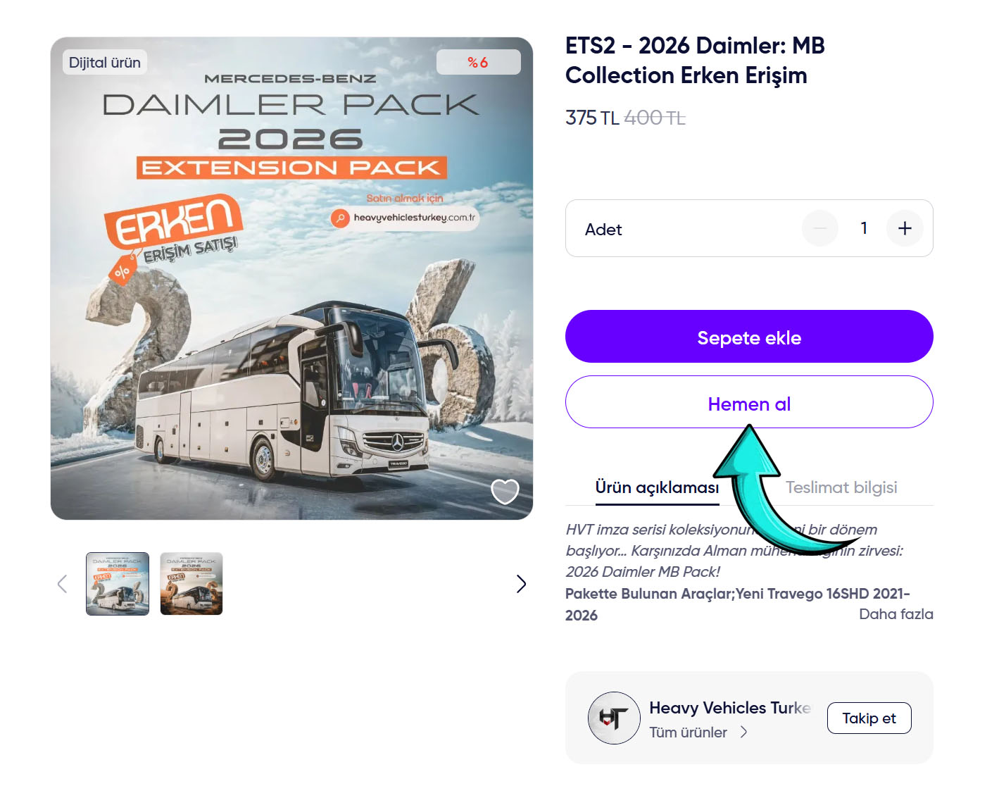 Shopier ürün satın alma ekranı